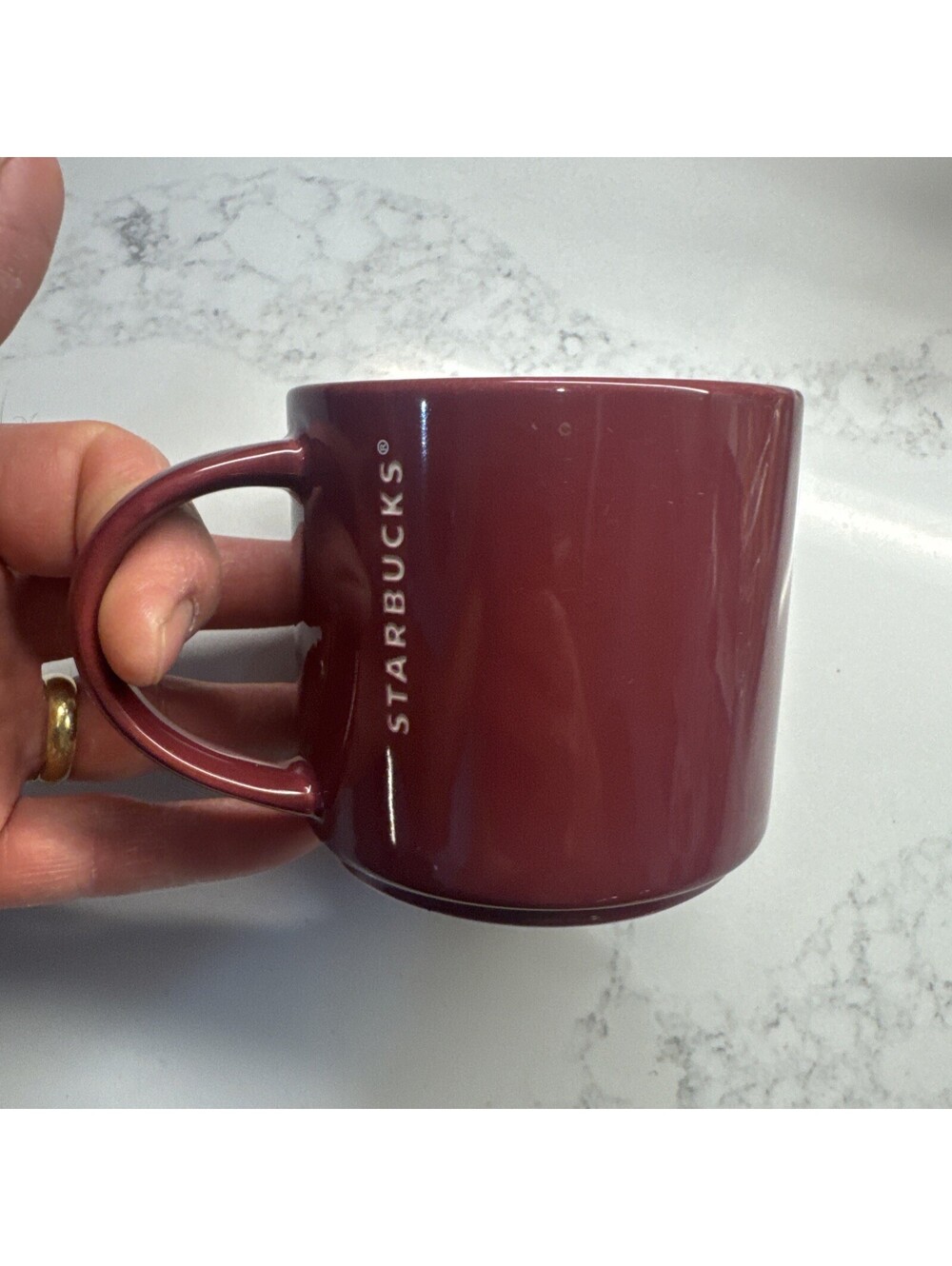 Starbucks Ceramic Stackable 2013 Coffee Mug Tea Cup 14 oz Maroon Burgundy Red